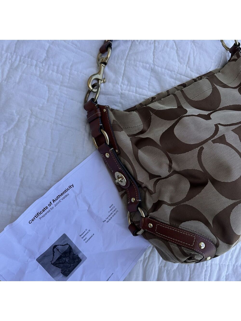 Authentic Vintage Coach Carly 10620 Signature Hobo Shoulder Bag